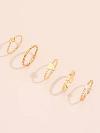 5pcs Heart Decor Ring Valentines