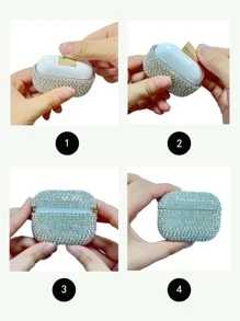 水鑽裝飾耳機殼適用於Airpods - 銀色 - 查看 4