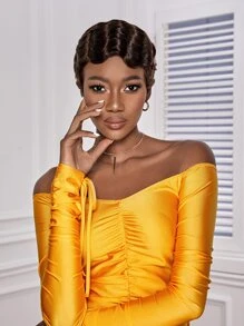 Extra Short Curly Wave Bangs Wig Short Human Hair Wigs Dark Brown Cheap Stylish Wigs Hair Replacement Wig For Women Brown Color - S4 - View 3