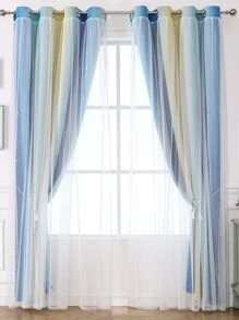 Rèm ngăn đơn khối màu, Rèm Polyester Star rỗng cho phòng ngủ trẻ em - Nhiều màu - Xem 3