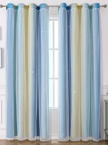 Rèm ngăn đơn khối màu, Rèm Polyester Star rỗng cho phòng ngủ trẻ em - Nhiều màu - Xem 4