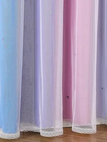 Ombre Scallop Trim Rèm đơn hai lớp - Nhiều màu - Xem 6