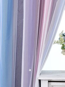 Ombre Scallop Trim Rèm đơn hai lớp - Nhiều màu - Xem 7