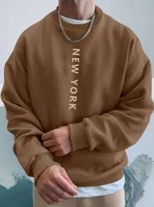 Manfinity Áo nỉ Nam Lá thư Giải trí - Cà phê nâu - Xem 1