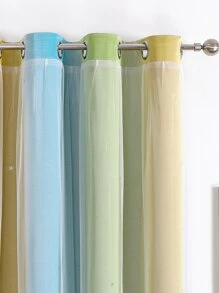 撞色單片窗簾星星中空滌綸窗簾適合兒童臥室 - 彩色 - 查看 5