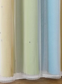 撞色單片窗簾星星中空滌綸窗簾適合兒童臥室 - 彩色 - 查看 6