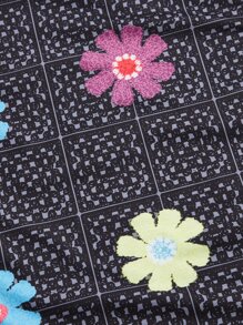 SHEIN ICON 花卉和幾何圖案喇叭褲 - 黑色 - 查看 4