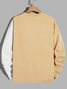 GENTILAND Men Letter Graphic Two Tone Tee - Apricot - View 2