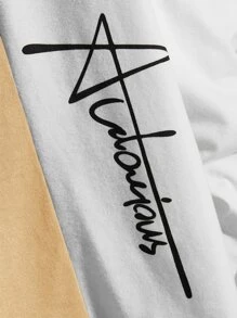 GENTILAND Men Letter Graphic Two Tone Tee - Apricot - View 4