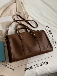 Studded Detail Duffel Bag Beach Bag For Summer Back To School For Travel Travel Essentials For Holiday Gym Bag For Camping Summer Accessories For Vacation Cruise Essentials For Hiking Travel Organizer Hospital Bag Travel Accessories For Camp - Coffee Brown - View 5