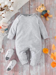 SHEIN 男婴 3 件套纯色圆领连体衣 - 彩色 - 查看 6