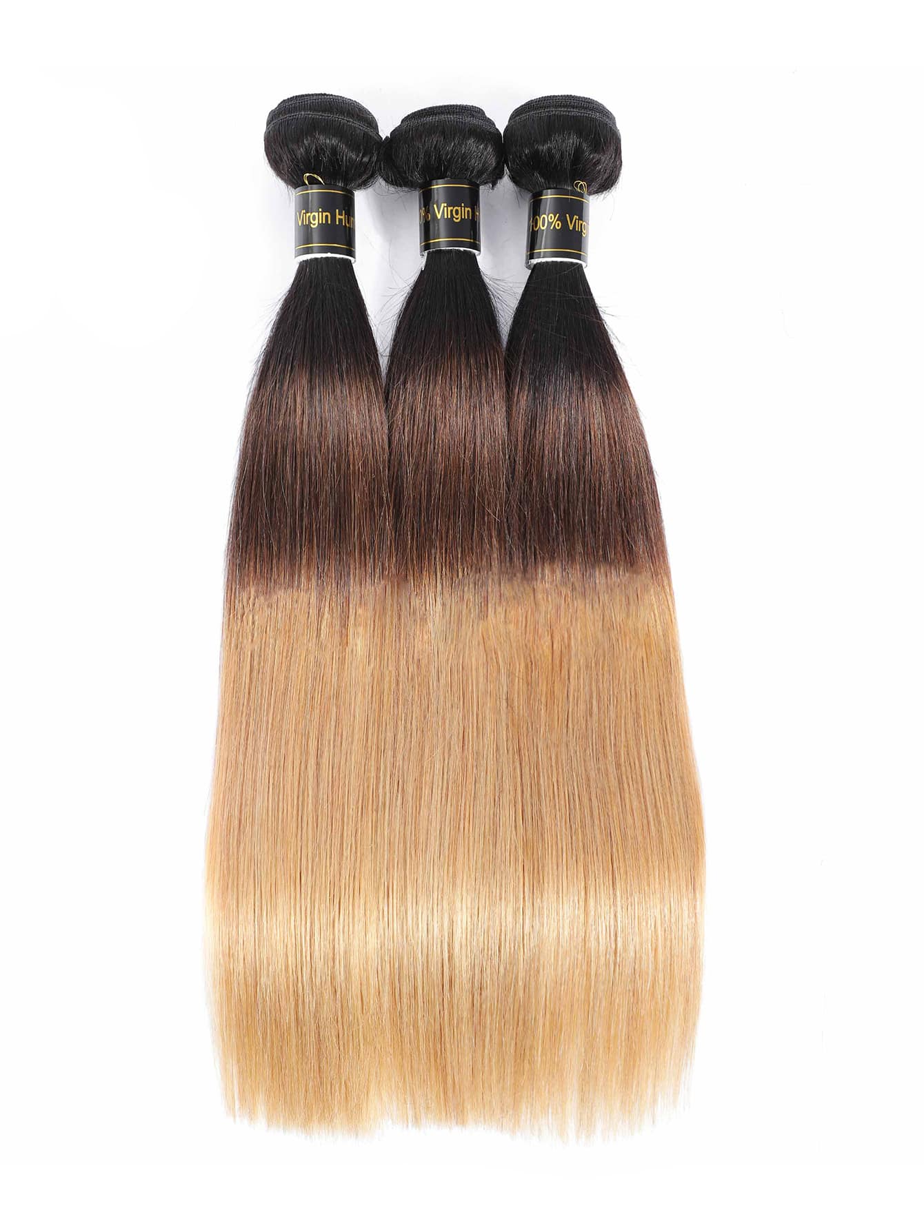 3pcs Highlight Straight Bundles 1B/4/27 Color Human Hair Weave Bundles ...