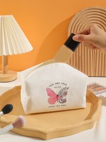 Butterfly Print Square Makeup Bag