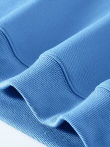 SHEIN EZwear Letter Graphic Thermal Sweatshirt - Blue - View 4