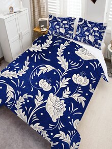 Floral Print Duvet Cover Set Without Filler - Multicolor - View 2