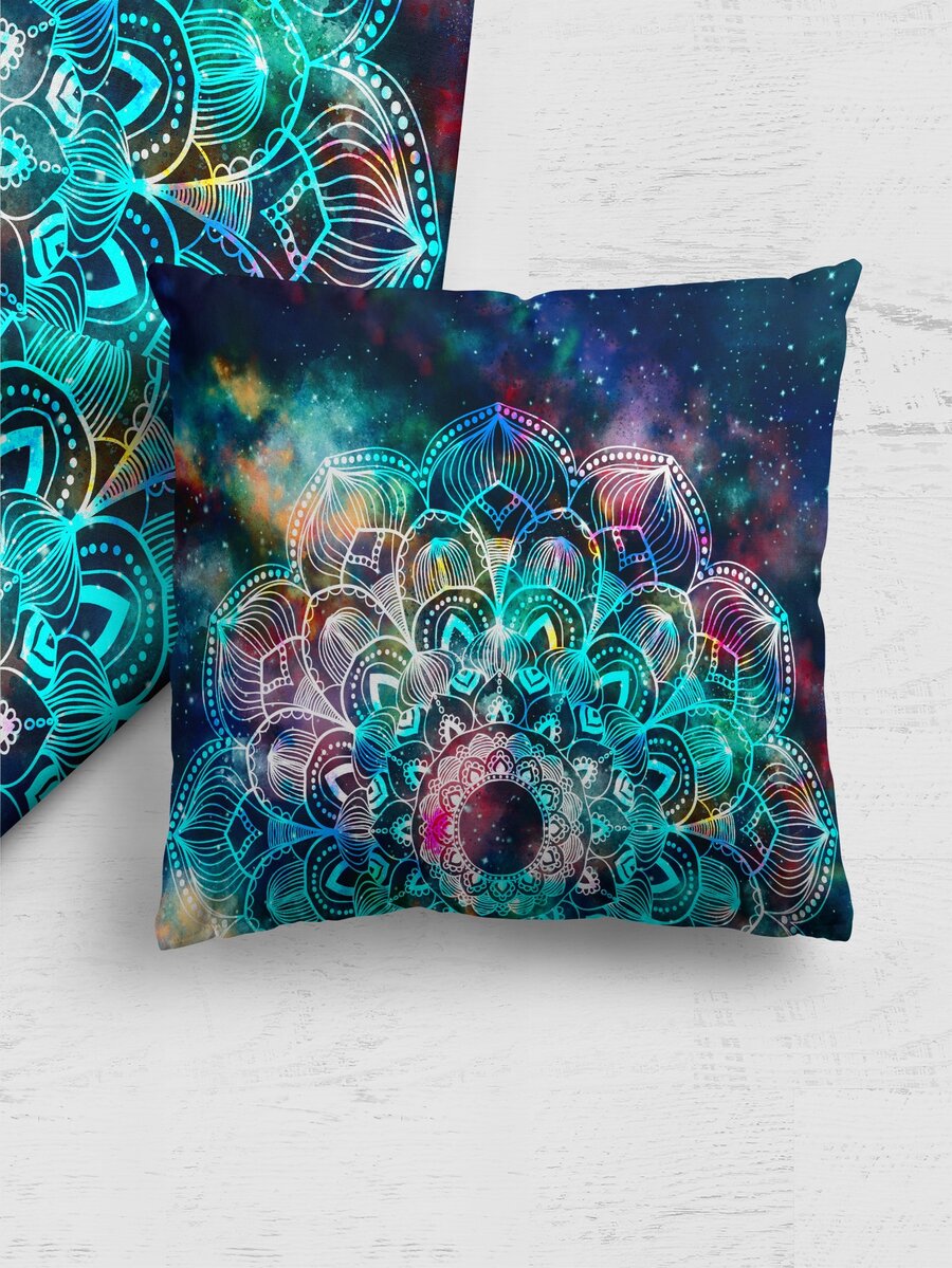 1 pieza Funda de cojín impermeable sin relleno con patrón de mándala - Multicolor - Ver 1