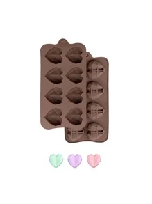 1pc-8 Cavity Diamond Heart Silicone Chocolate Mold - Coffee Brown - View 1