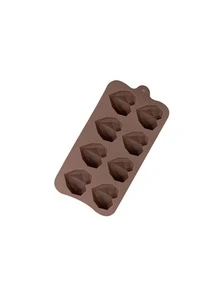1pc-8 Cavity Diamond Heart Silicone Chocolate Mold - Coffee Brown - View 3