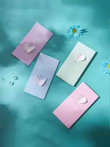 4 piezas Tarjeta de felicitación con corazón & con diseño de ala 3D - Multicolor - Ver 1