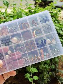 1pc 24 Grids Clear Jewelry Storage Box - Clear - View 4