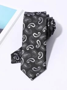 Cà Vạt Họa Tiết Paisley Nam - Đen và trắng - Xem 1