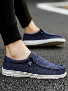 男士前綁帶船鞋,藍色素色船鞋 - 藍色 - 查看 3