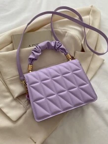 迷你幾何壓花鏈條裝飾翻蓋方包