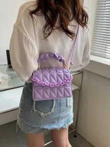 迷你幾何壓花鏈條裝飾翻蓋方包