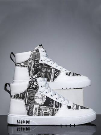 Men Letter Graphic Lace-up Front Skate Shoes
