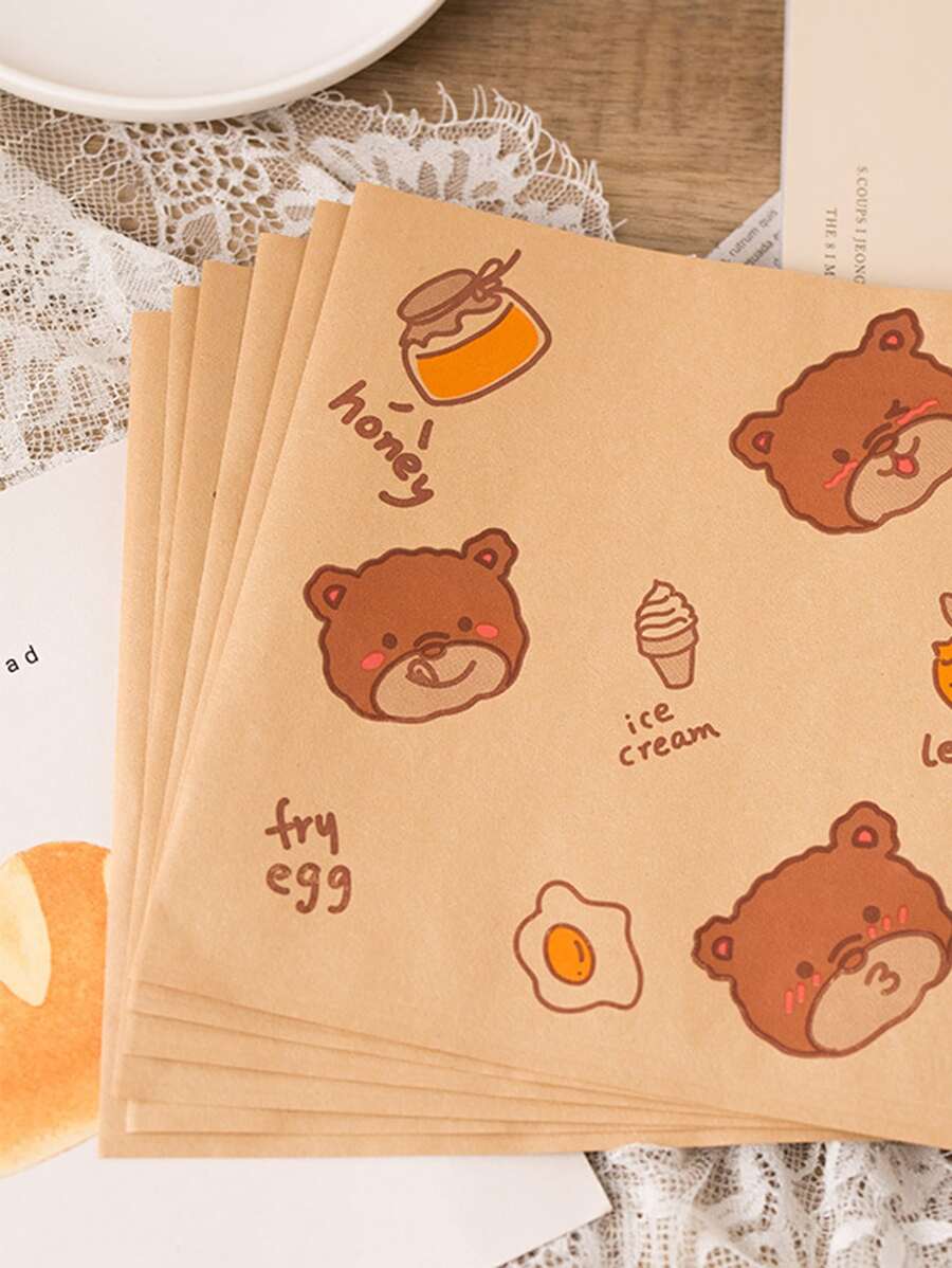 50入組熊和冰淇淋圖案包裝紙 - 彩色 - 查看 1