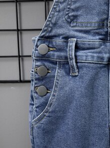 Salopetă din denim cu buzunar rupt în față pentru copii mici