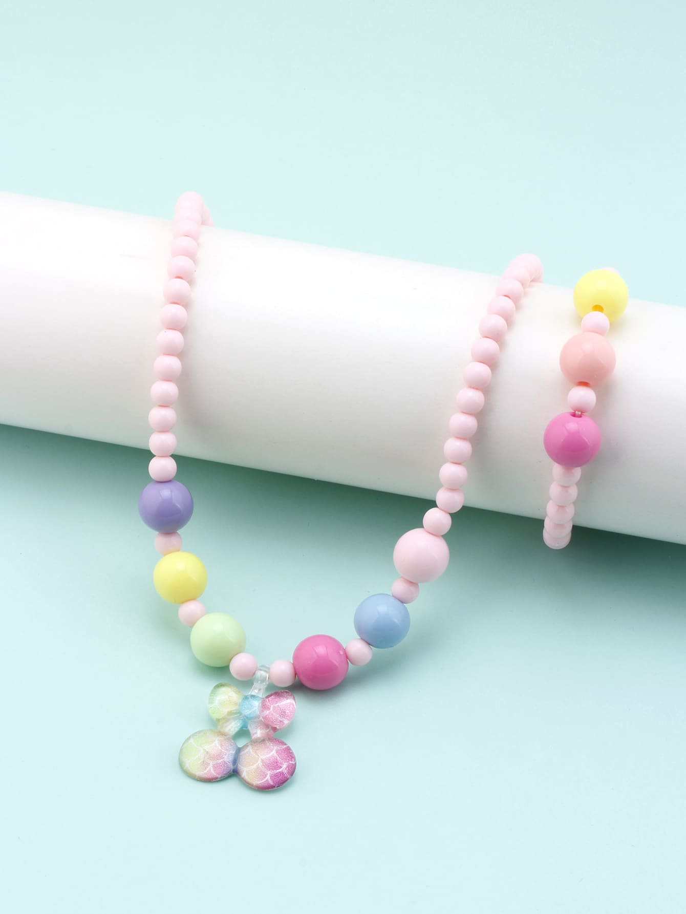 Chicas Collar con cuenta con diseño de lazo con pulsera - Multicolor - Ver 1