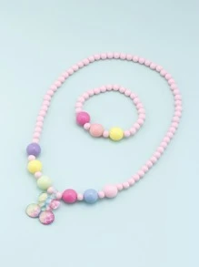 Chicas Collar con cuenta con diseño de lazo con pulsera - Multicolor - Ver 2