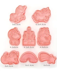 8pcs Unicorn Design Cookie Stamp - Pink - View 2