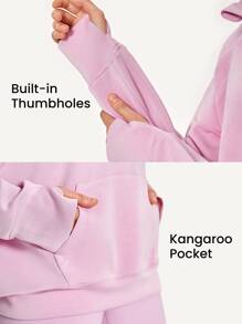 GLOWMODE Modal Lụa Chạm Quá lớn Nửa Zip Hoodie - Màu tím hoa cà - Xem 5