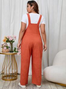 EMERY ROSE Plus Slant Pocket Overall Jumpsuit Without Tee, For Winter - Orange - View 2
