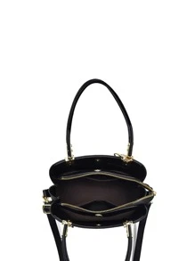 Minimalist Square Bag With Bag Charm - Black - View 6