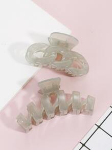 2 piezas Garra de pelo con cadena & onda - Gris - Ver 1