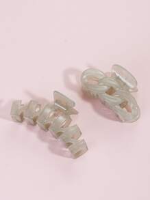 2 piezas Garra de pelo con cadena & onda - Gris - Ver 3