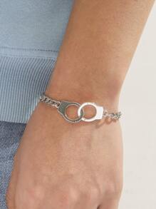 時尚流行男士簡約鍊式手鍊合金，適合珠寶禮物和時尚外觀 - 復古銀色 - 查看 1