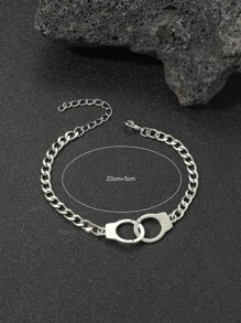 時尚流行男士簡約鍊式手鍊合金，適合珠寶禮物和時尚外觀 - 復古銀色 - 查看 3