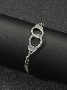 時尚流行男士簡約鍊式手鍊合金，適合珠寶禮物和時尚外觀 - 復古銀色 - 查看 2