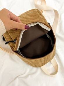 Pocket Front Classic Backpack With Purse - Brown - View 7