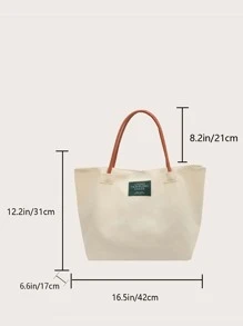 Túi Xách tay Nữ Lá thư Đôi tay cầm Đúng mốt - Màu be - Xem 3