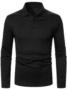 Manfinity Men Solid Polo Shirt - Black - View 1