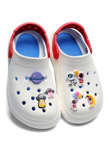 7pcs Cartoon Spaceman & Planet Design Shoe Decoration, Silicone Cute Accessories For Vented Clogs - Multicolor - View 2