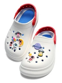 7pcs Cartoon Spaceman & Planet Design Shoe Decoration, Silicone Cute Accessories For Vented Clogs - Multicolor - View 3
