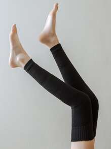 素色腿部保暖套 - 黑色 - 查看 3