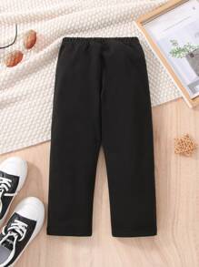 Toddler Girls Slogan Patched Joggers - Black - View 2