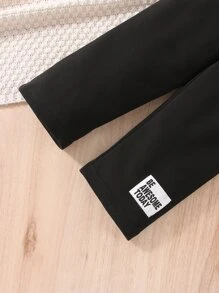 Toddler Girls Slogan Patched Joggers - Black - View 3